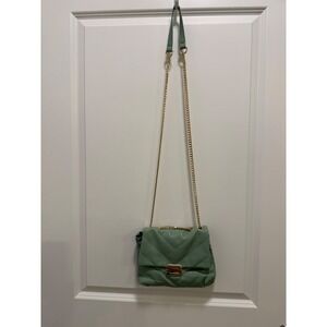 3AM Forever Mint Green Chevron Quilted Crossbody Bag Gold Chain Strap
